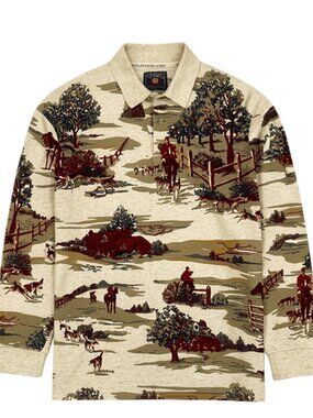 Ralph Lauren Chaps Equestrian Scene Rugby Shirt, Size Large